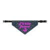 I'll Bite Jolene Clip-on Pet Bandana - Neon Pink Text on Denim Dots
