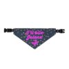 I'll Bite Jolene Clip-on Pet Bandana - Neon Pink Text on Denim Dots - Image 4
