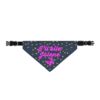 I'll Bite Jolene Clip-on Pet Bandana - Neon Pink Text on Denim Dots - Image 2