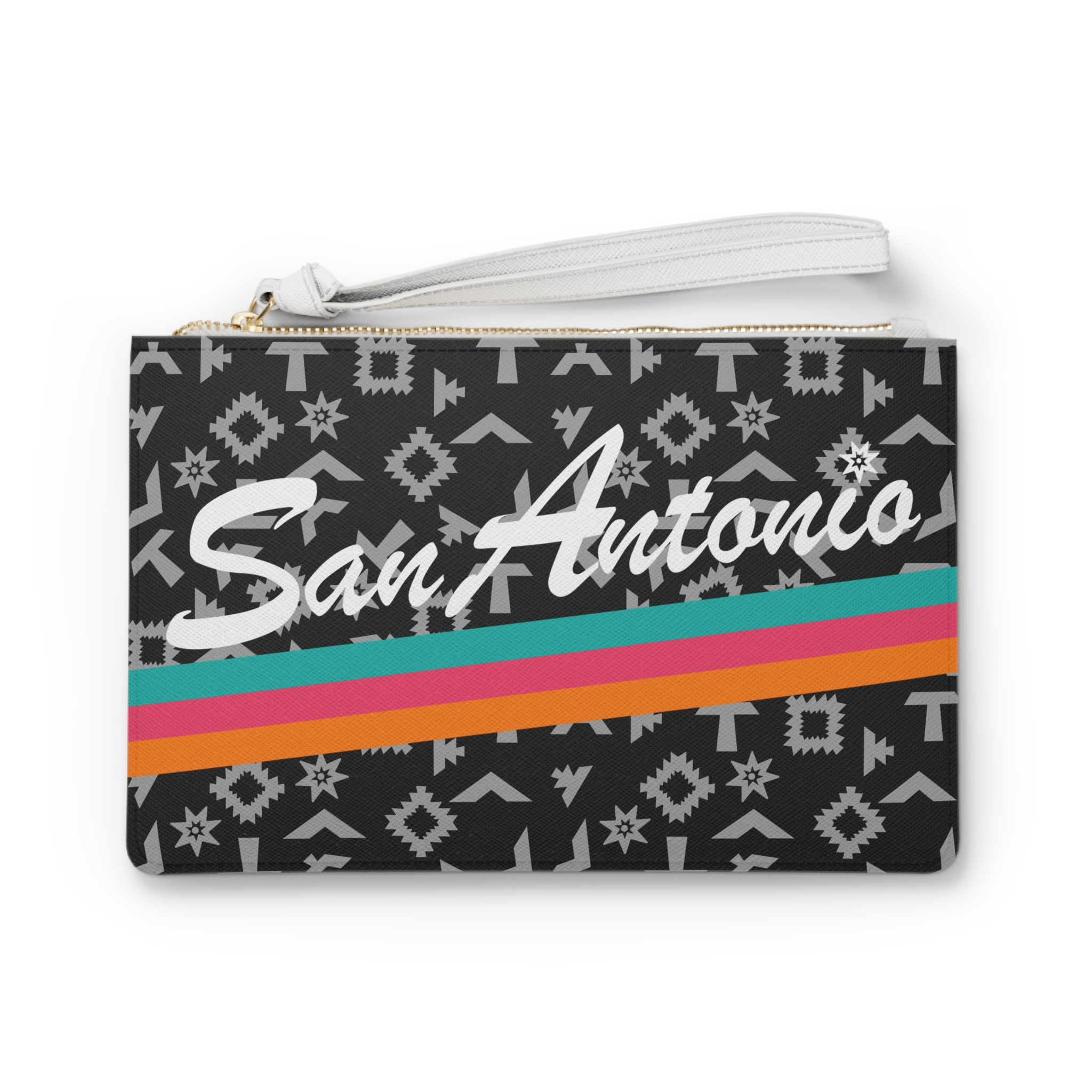 San Antonio Fiesta Retro Silver Pattern Basketball Clutch Wristlet Bag 1 San Antonio Fiesta Retro Silver Pattern Basketball Clutch Wristlet Bag