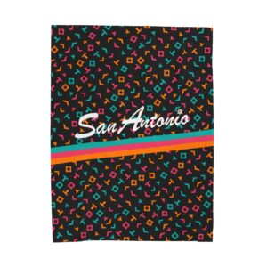 San Antonio Fiesta Basketball Retro Pattern Velveteen Plush Blanket