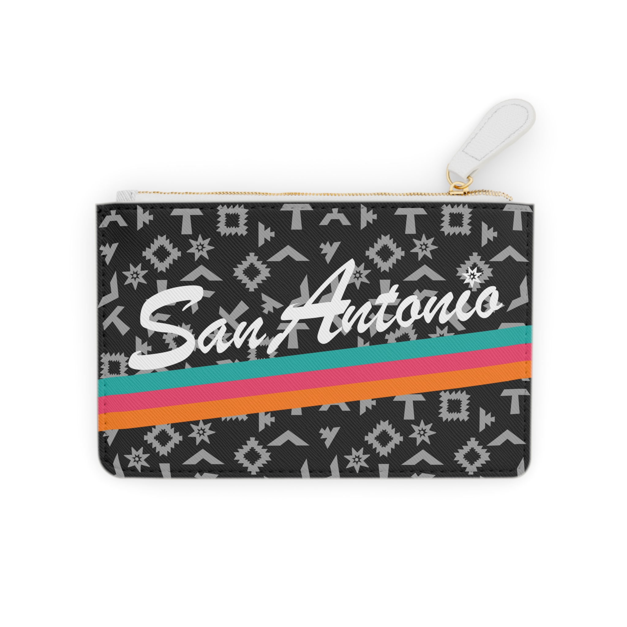 San Antonio Fiesta Retro Basketball Silver Pattern Mini Clutch Wristlet Bag 1 San Antonio Fiesta Retro Basketball Silver Pattern Mini Clutch Wristlet Bag
