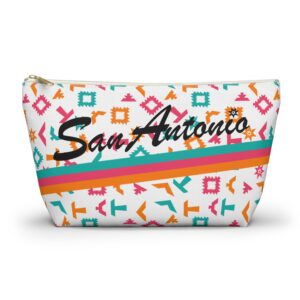 San Antonio Fiesta Retro Basketball White Pouch Accessory Bag